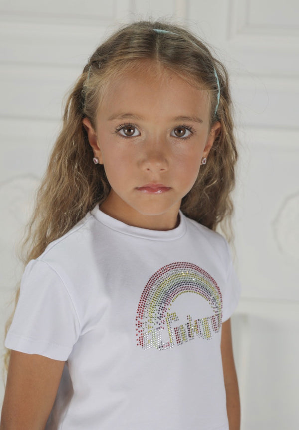 T-shirt unique con strass colorati