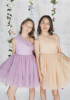 Vestito in tulle con piume