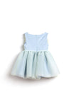Abito smanicato con fiori in tulle bicolor