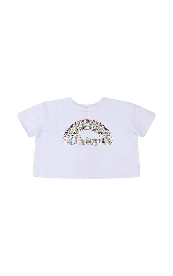 T-shirt unique con strass colorati
