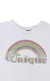 T-shirt unique con strass colorati