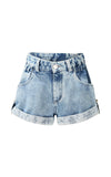 Shorts con risvolto in denim