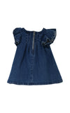 Abitino svasato in denim con applicazioni
