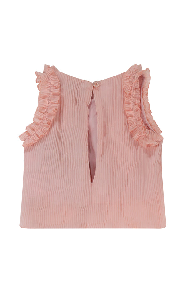 Top con rouches in georgette plissè