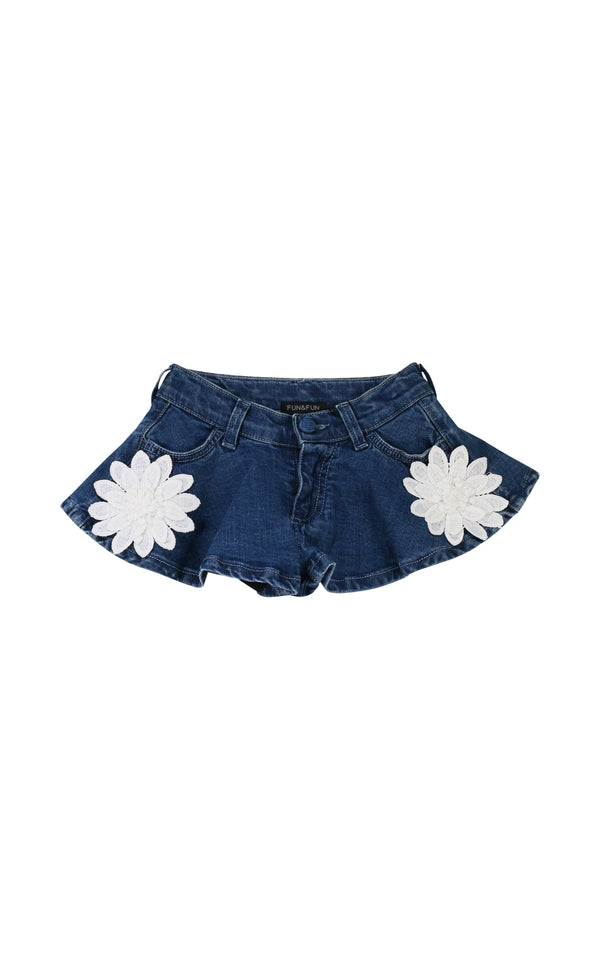 Shorts in denim con applicazioni