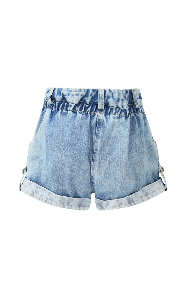 Shorts con risvolto in denim