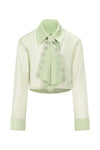 Camicia Cropped Trasparente con Cravatta Gioiello