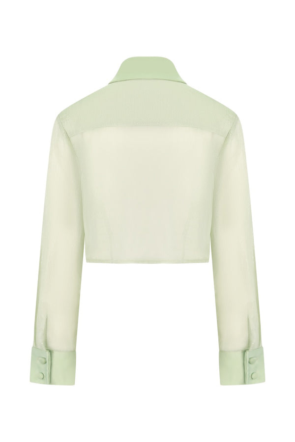 Camicia Cropped Trasparente con Cravatta Gioiello