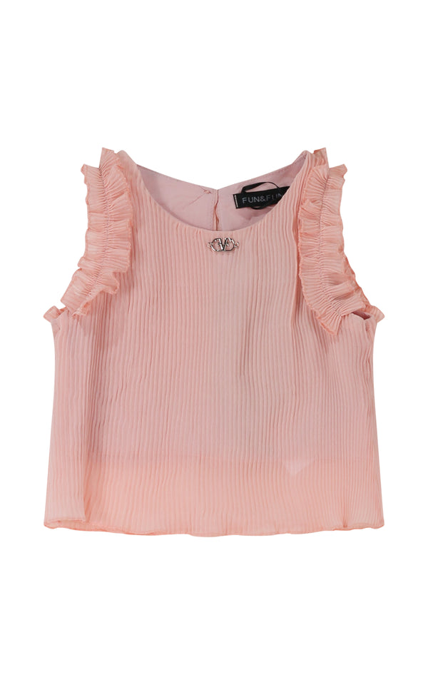 Top con rouches in georgette plissè