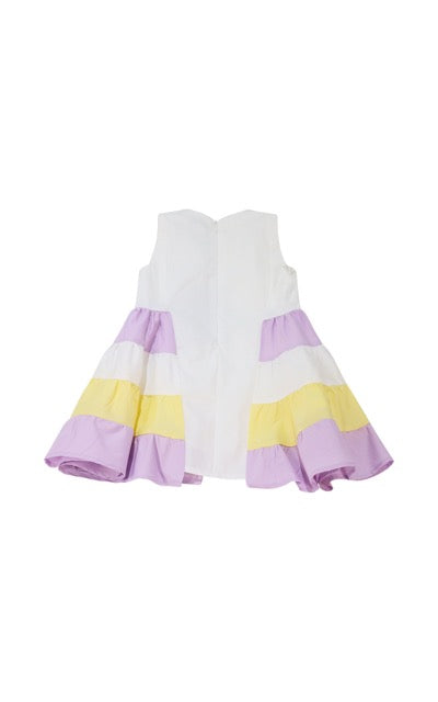Abito smanicato con balze multicolor