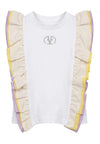 T-shirt multicolor con volant