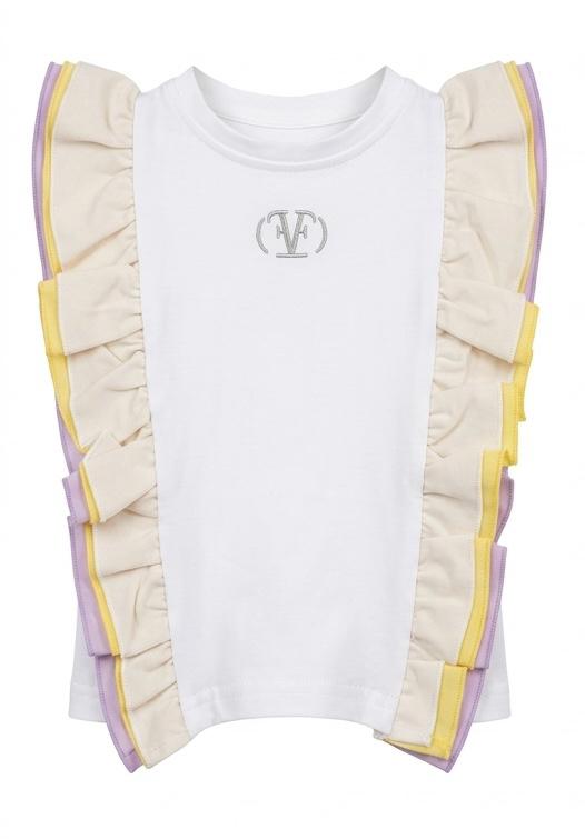 T-shirt multicolor con volant