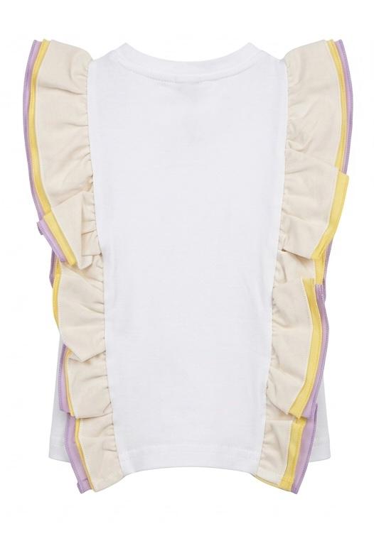 T-shirt multicolor con volant
