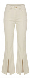 Pantalone in bull denim con spacco frontale